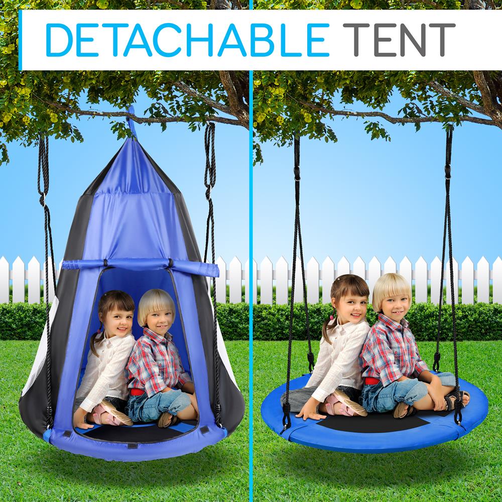 Serenelife Outdoor Swing Baumschaukel mit Zelt Blau 40 Zoll