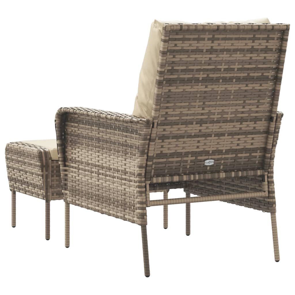 vidaXL Gartenstuhl mit Hocker Hellbraun Poly Rattan Gartensessel