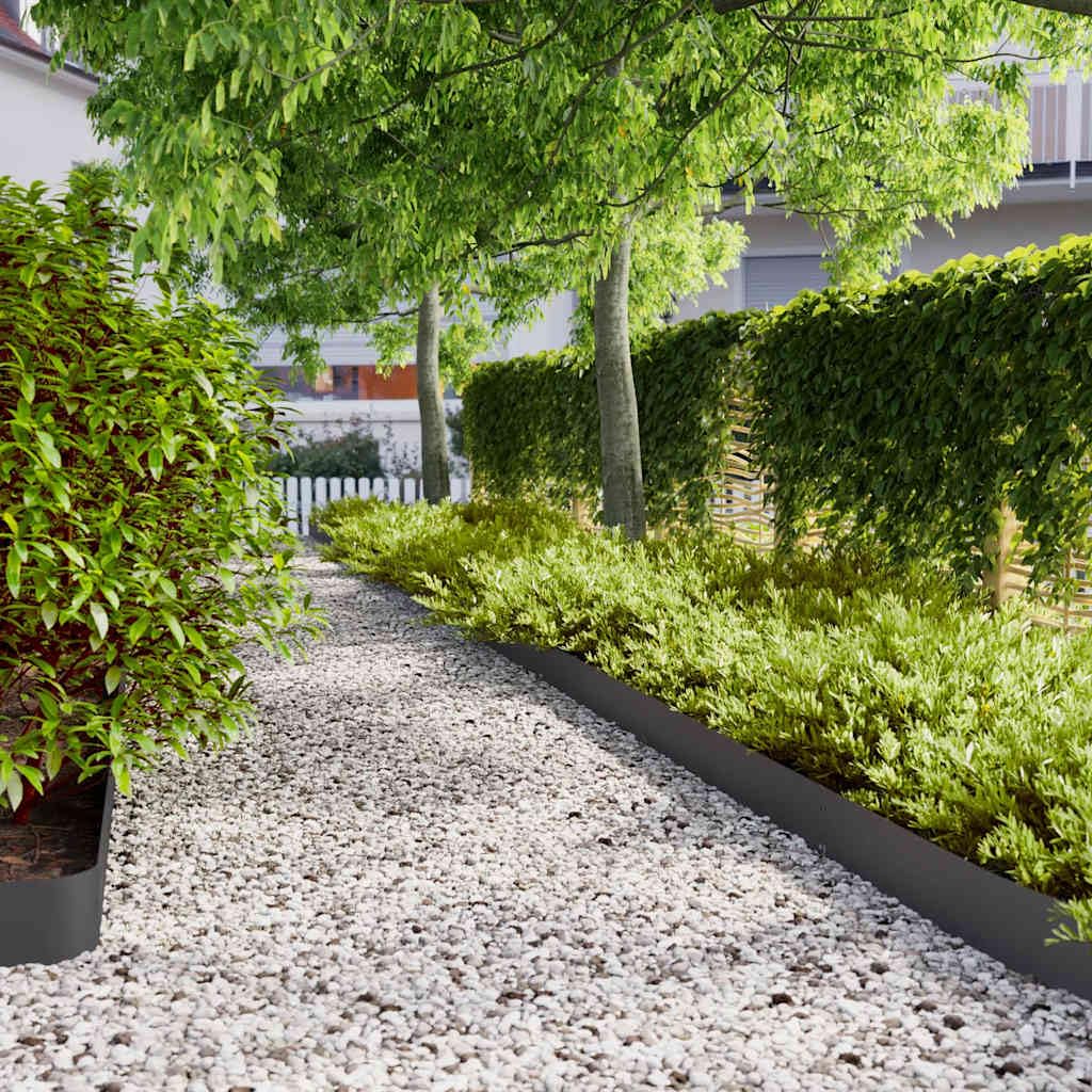 vidaXL Heim & Garten Raseneinfassung 50 Stk. 15x103 cm Schwarz