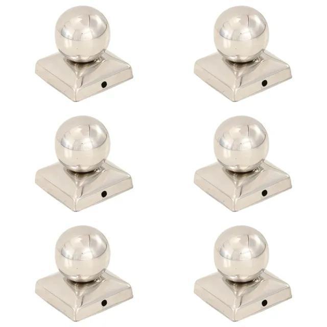 vidaXL Pfostenkappe Kugel 6x Edelstahl 71x71 mm