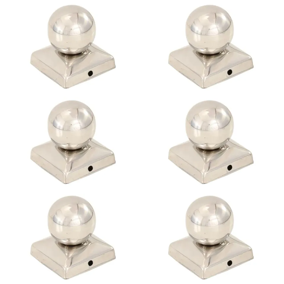 vidaXL Pfostenkappe Kugel 6x Edelstahl 71x71 mm