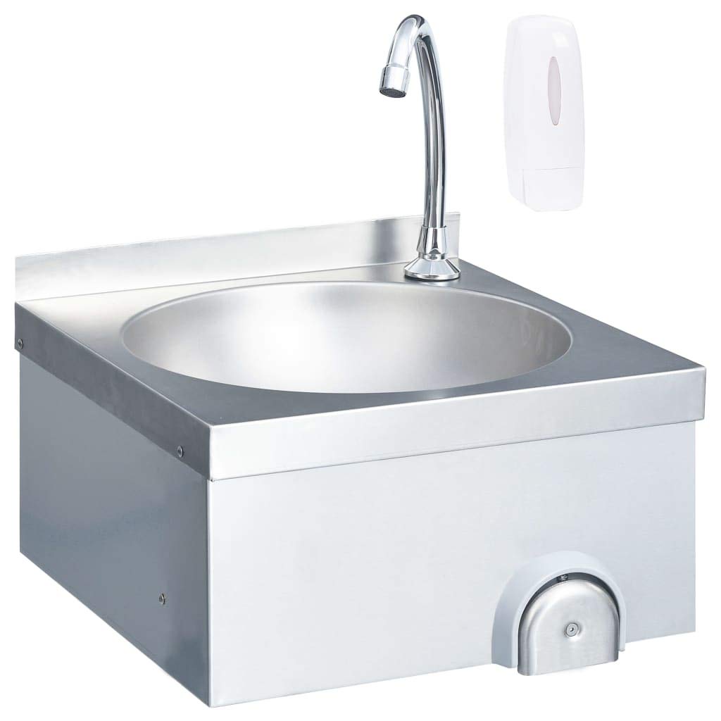 vidaXL Gastro Handwaschbecken Edelstahl Wandmontage Hahn
