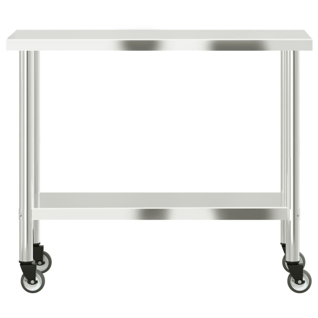 vidaXL Heim & Garten Küchen-Arbeitstisch Edelstahl 110x55x85 cm mit Rollen