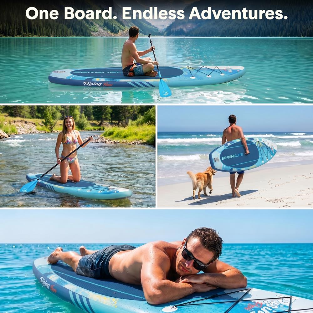 Serenelife SUP Paddle Board 10'6 aufblasbar Schwarz