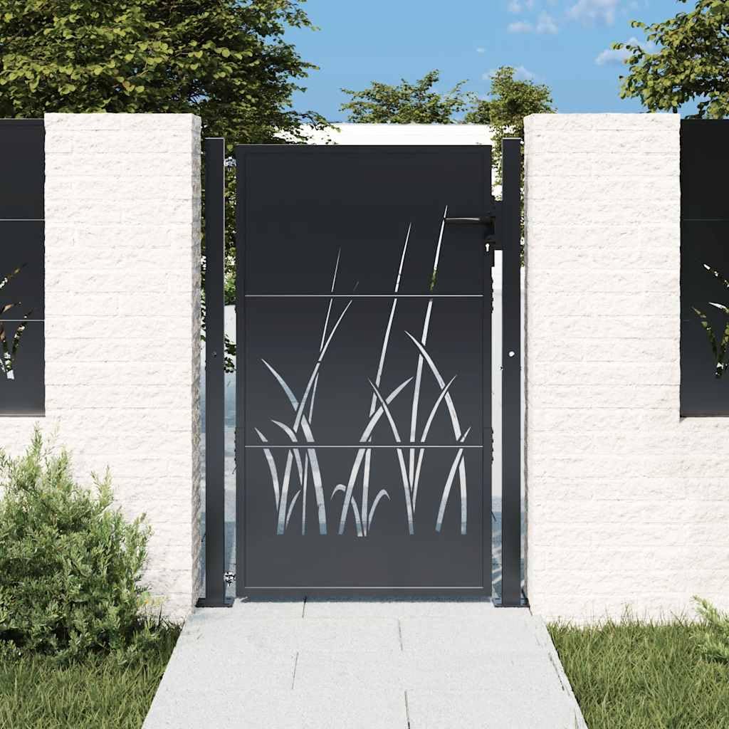 vidaXL Gartentor Anthrazit Stahl Gras-Design 100x125cm