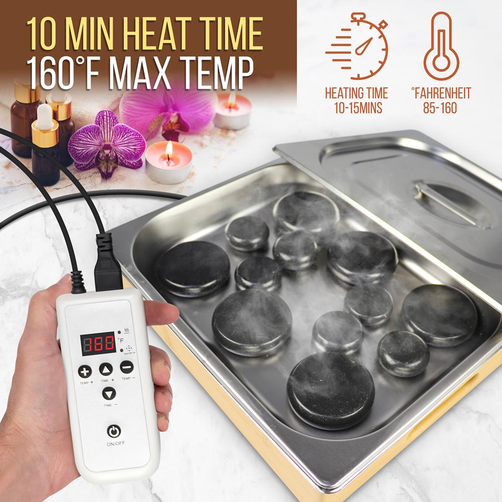 Serenelife Massage Hot Stone Massageset Basalt 12 Steine