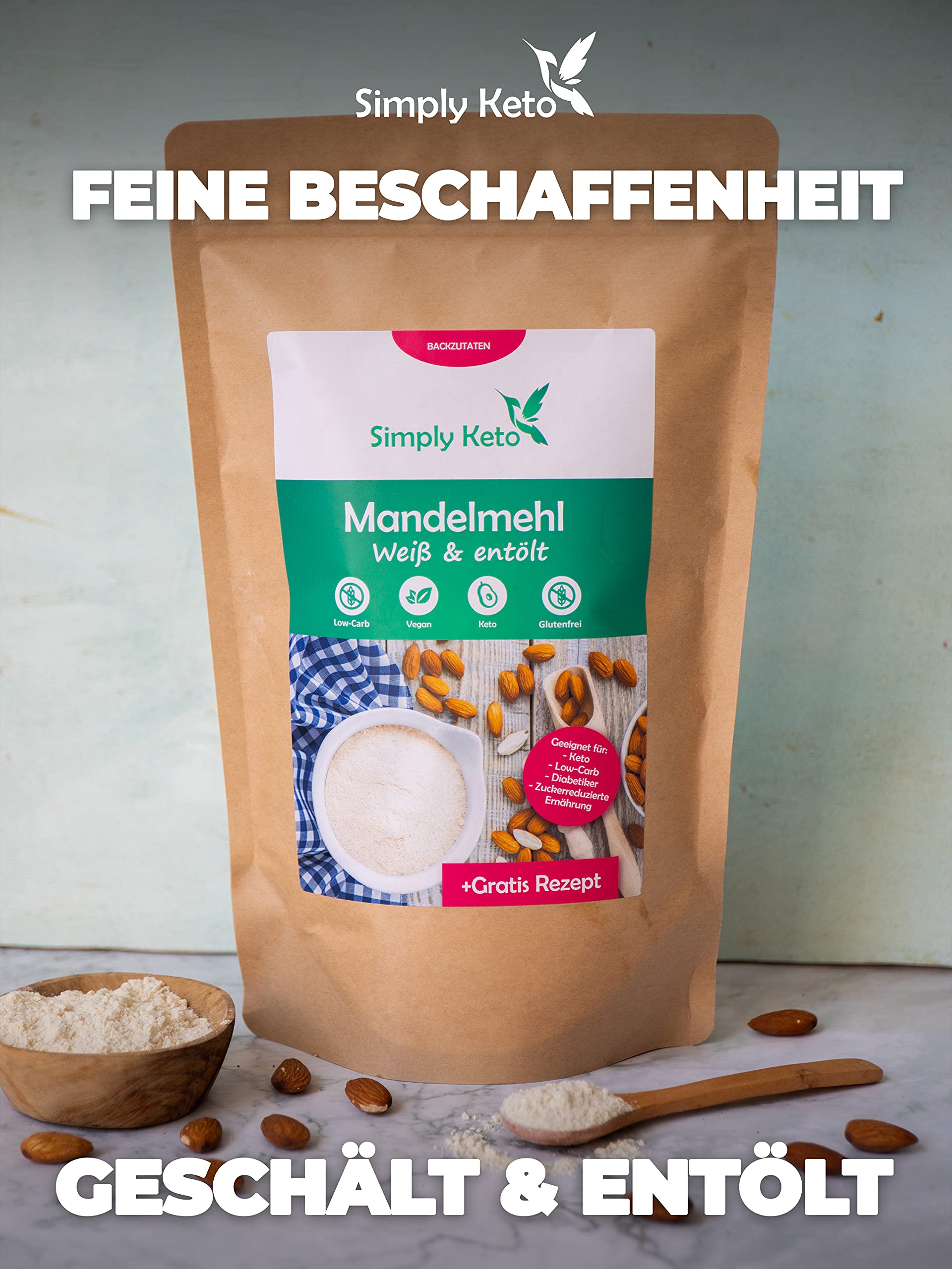 Simply Keto Mandelmehl entölt Backmehl 500 g glutenfrei