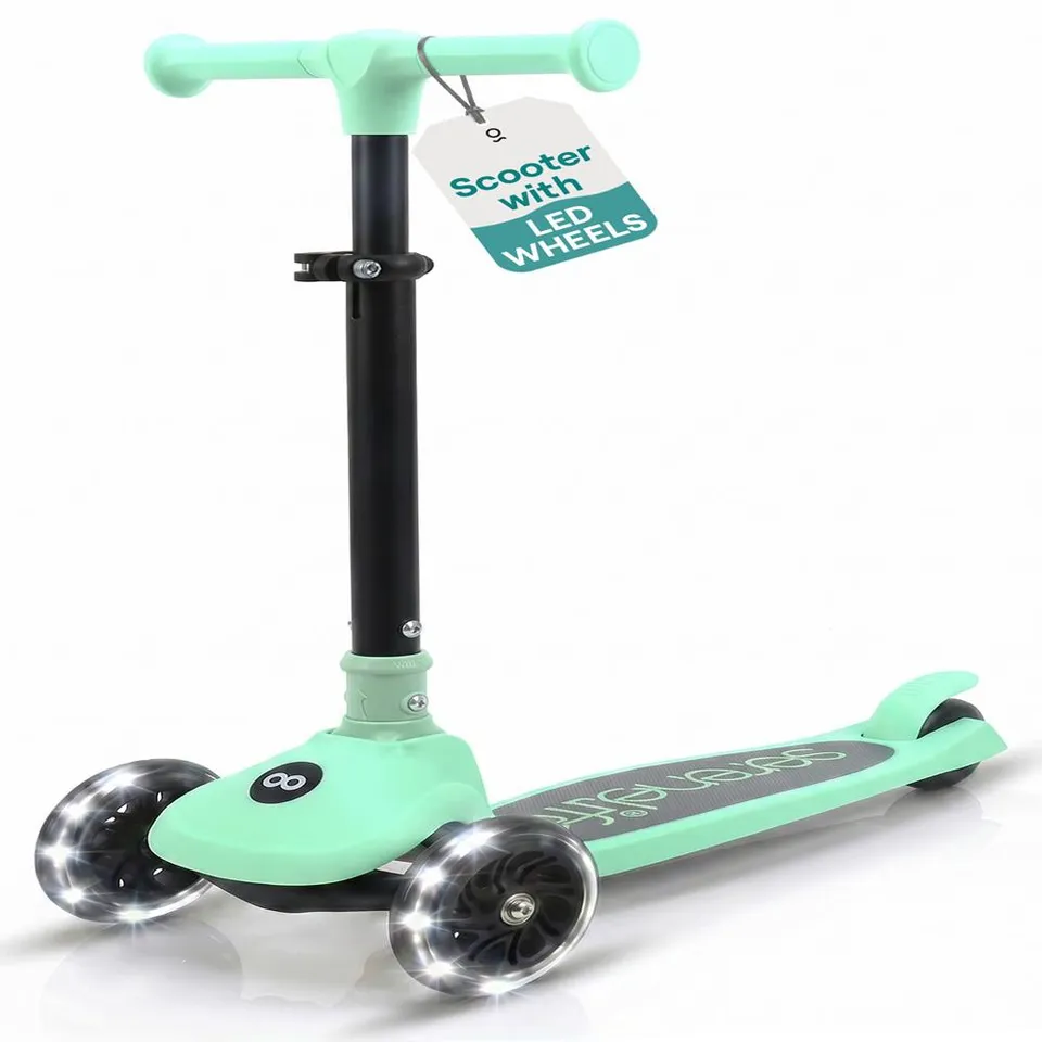 Serenelife Scooters SLKSC13MG Kinderroller Mint LED 3-Rad