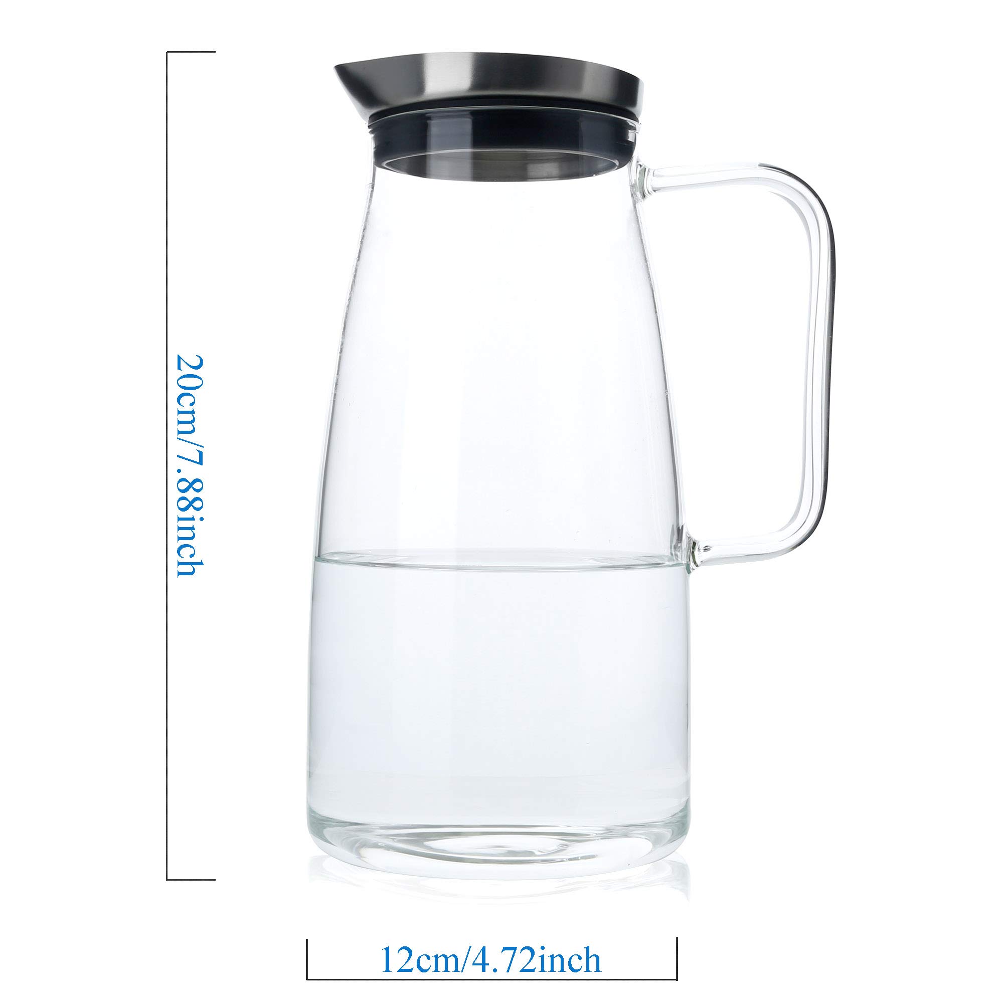 Intirilife Karaffe Klar Krug 1,2l Borosilikatglas mit Deckel