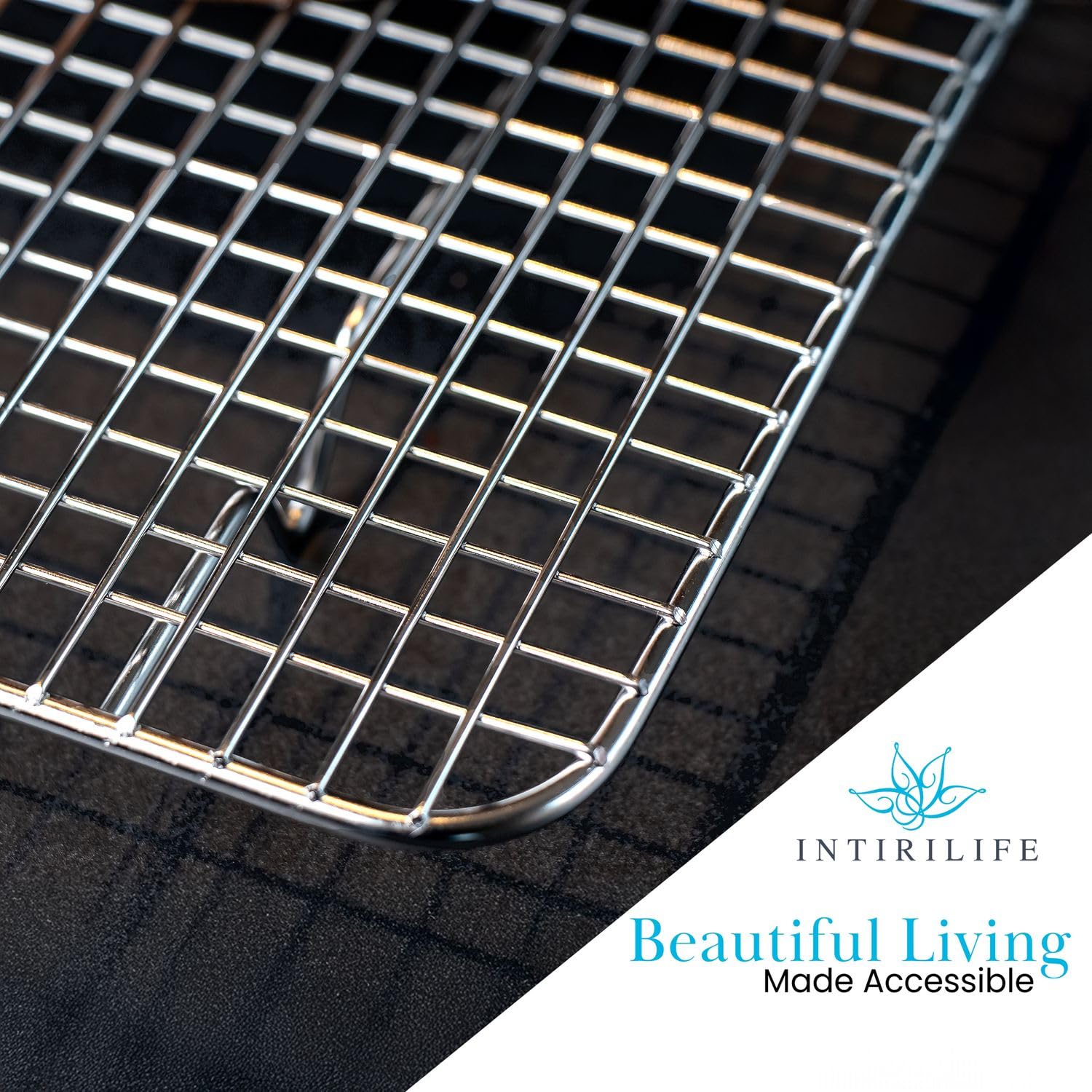 Intirilife Abkühlgitter Edelstahl silber 42x29,5 cm Backrost