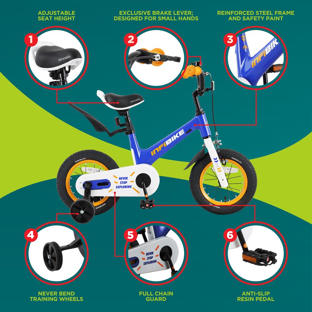 Serenelife Bicycle Kinderfahrrad 12 Zoll mit Stützrädern