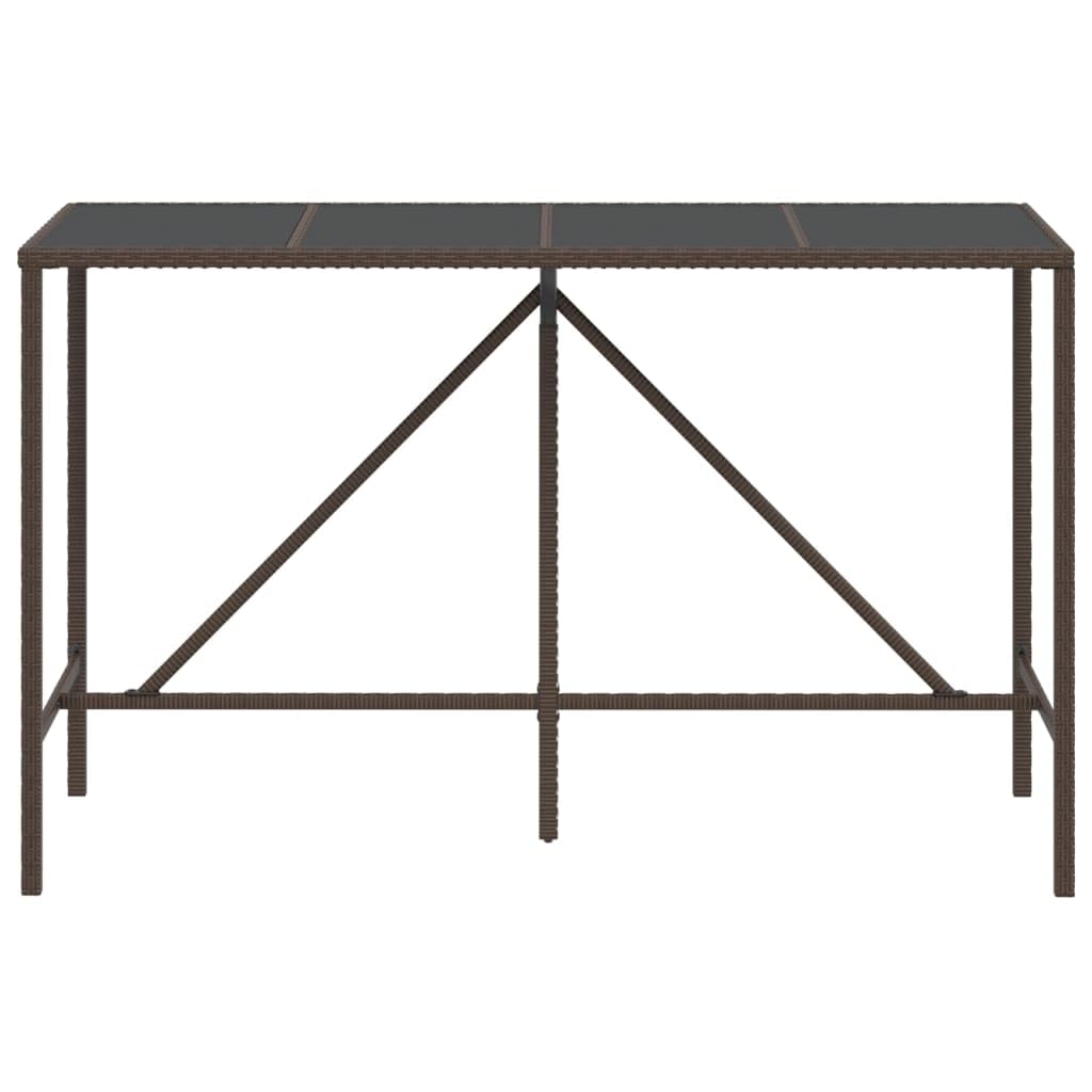 vidaXL Bartisch Braun 180x70x110 cm Poly Rattan Glas
