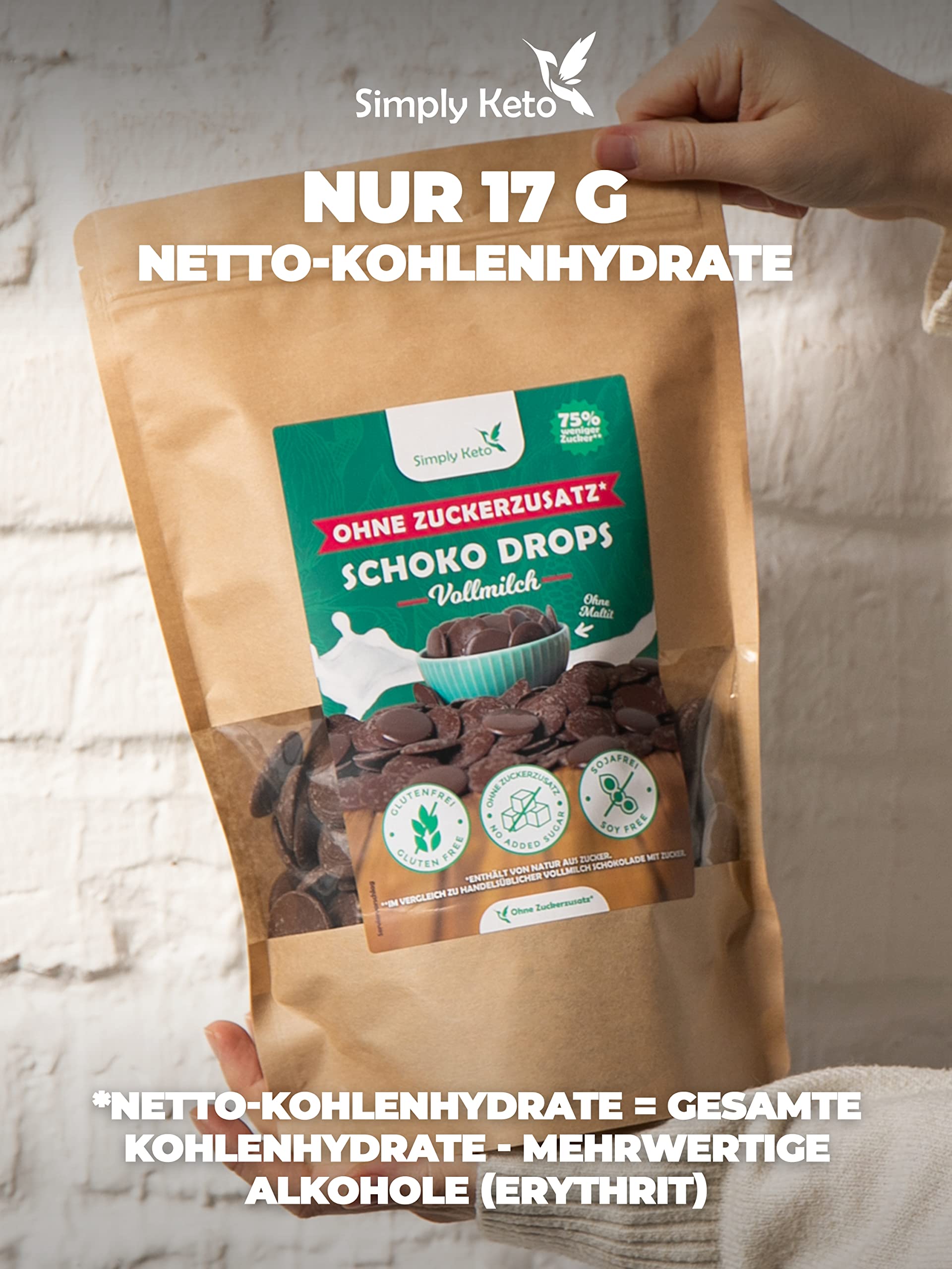 Simply Keto Schokodrops Vollmilch 200 g ohne Zuckerzusatz