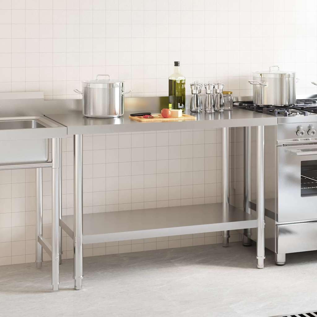 vidaXL Arbeitstisch 120x60x93 Edelstahl Gastro mit Aufkantung