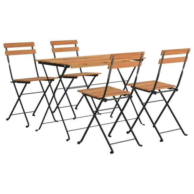 vidaXL Heim & Garten 5-tlg. Bistro-Set Akazie Klappbar
