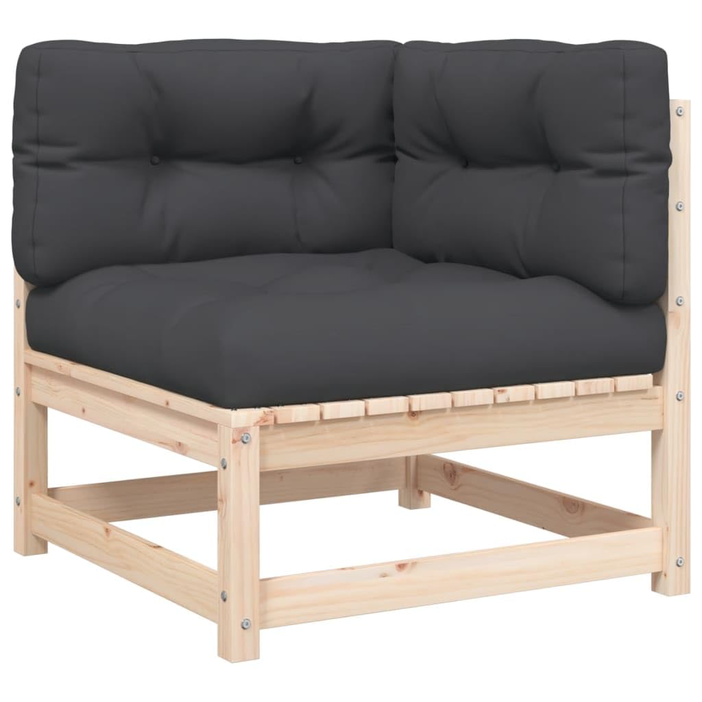 vidaXL Heim & Garten Garten-Ecksofa Kiefer mit Hocker Natur