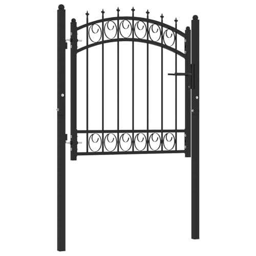 vidaXL Heim & Garten Zauntor Stahl 102x150cm Schwarz mit Spitzen