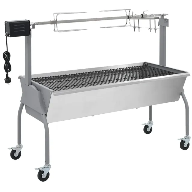vidaXL Spanferkelgrill Metzgergrill Elektro Holzkohle Grau