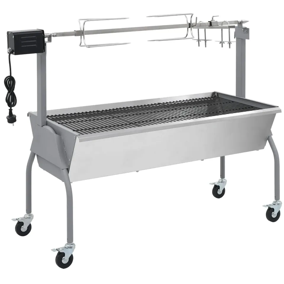 vidaXL Spanferkelgrill Metzgergrill Elektro Holzkohle Grau