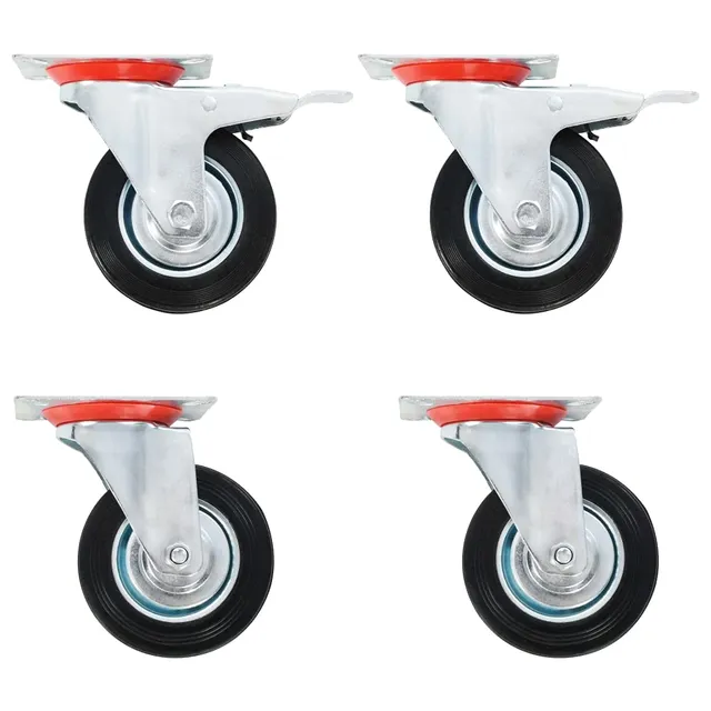vidaXL Lenkrollen 4 Stk. 100 mm Gummi Möbelrollen Set