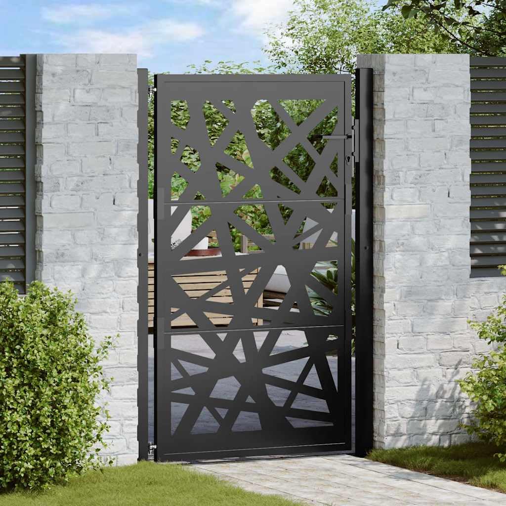 vidaXL Gartentor Schwarz Stahl Abschließbar 100x150 cm