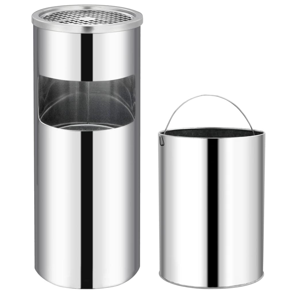 vidaXL Mülleimer Aschenbecher 30L Edelstahl Silber