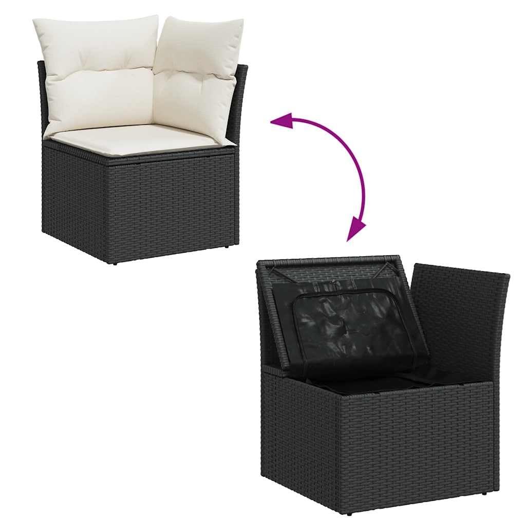 vidaXL Garten Sofagarnitur 9-tlg schwarz creme Rattan