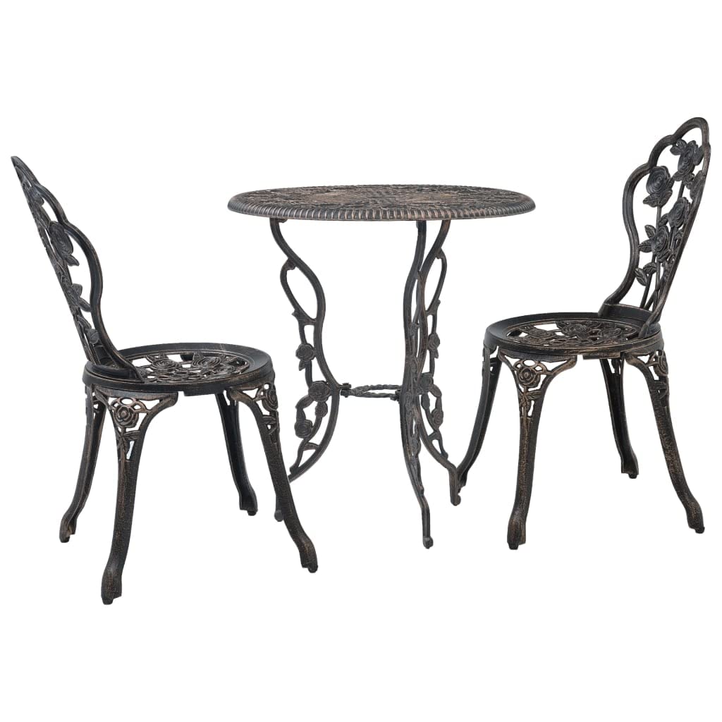 vidaXL Heim & Garten Bistro-Set Aluminiumguss Weiß 3-tlg.