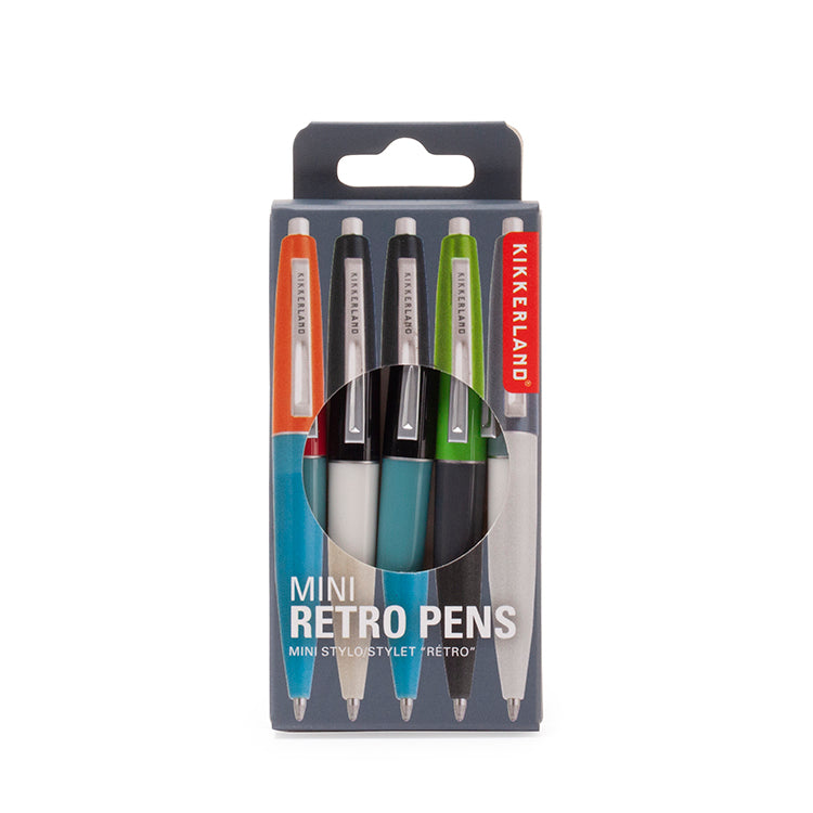 Kikkerland Mini Retro Kugelschreiber 5er Set schwarz