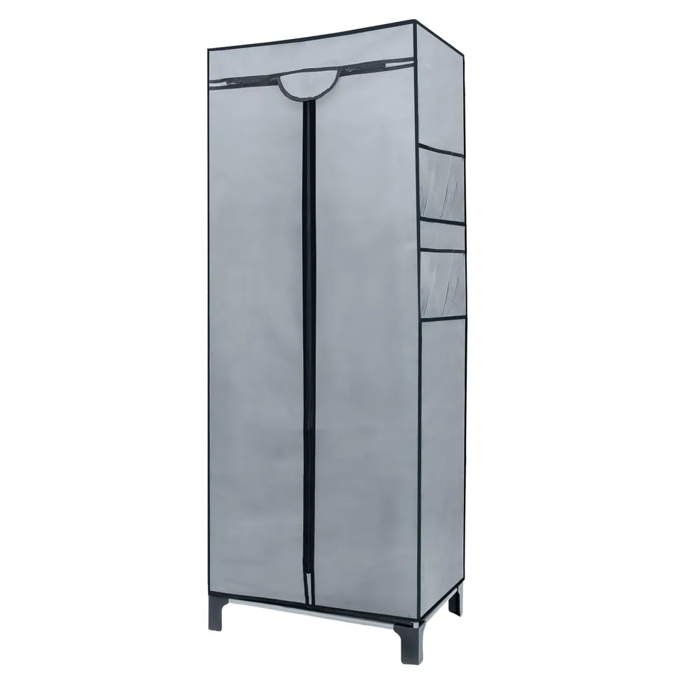 Intirilife Faltschrank 68x45x175cm Grau Stoff mit Stange