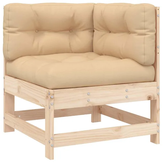 vidaXL Möbel Ecksofa Massivholz Kiefer Natur mit Kissen Garten
