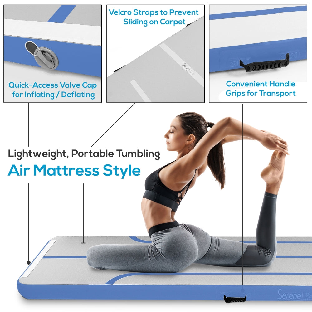 Serenelife Fitness Airtrack Turnmatte Blau 300x100cm