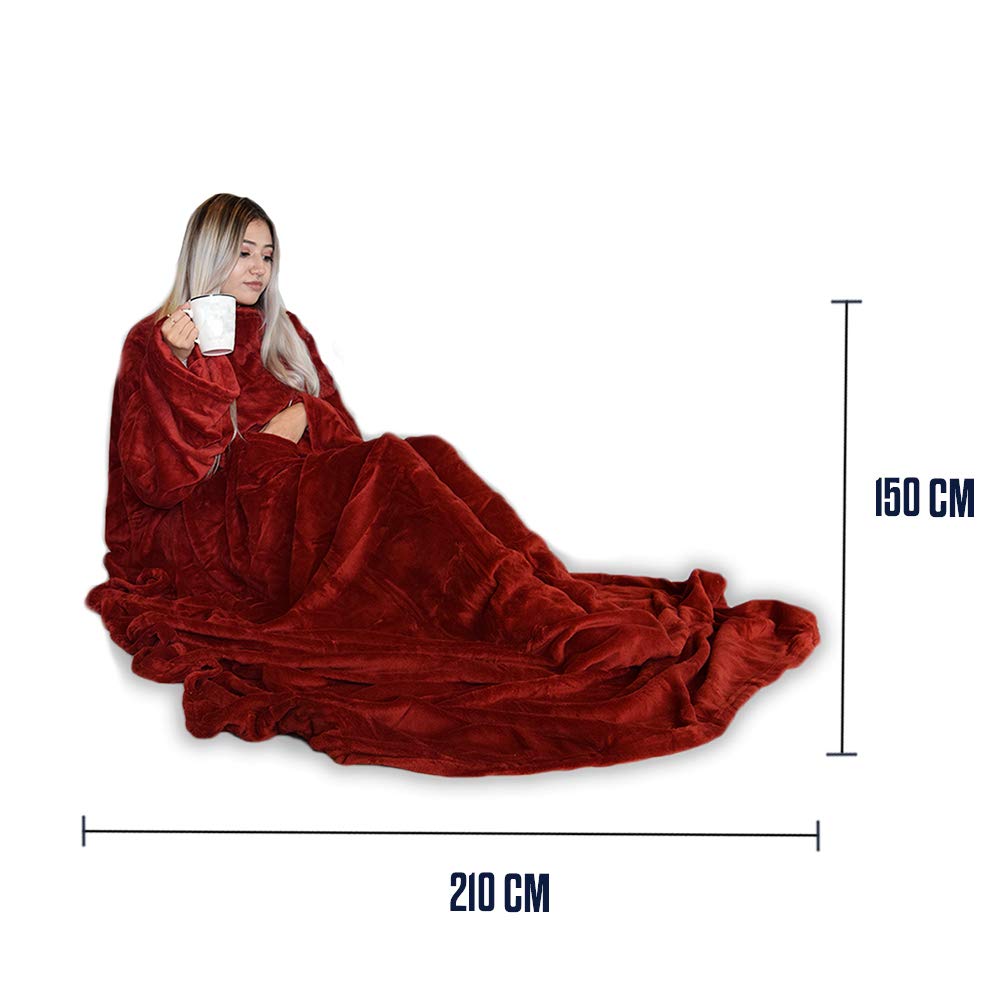 Mikamax Lifestyle Snugs Deluxe Fleecedecke Ärmel rot 150x215