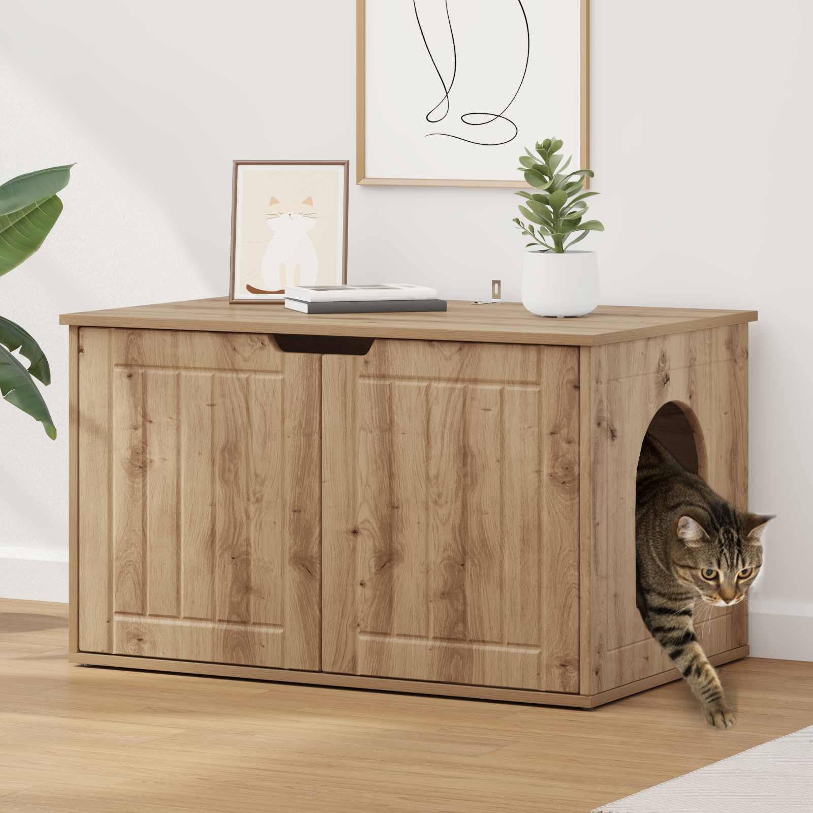 vidaXL Tierbedarf Katzenhaus Artisan-Eiche 85x55x50,5 cm Holz