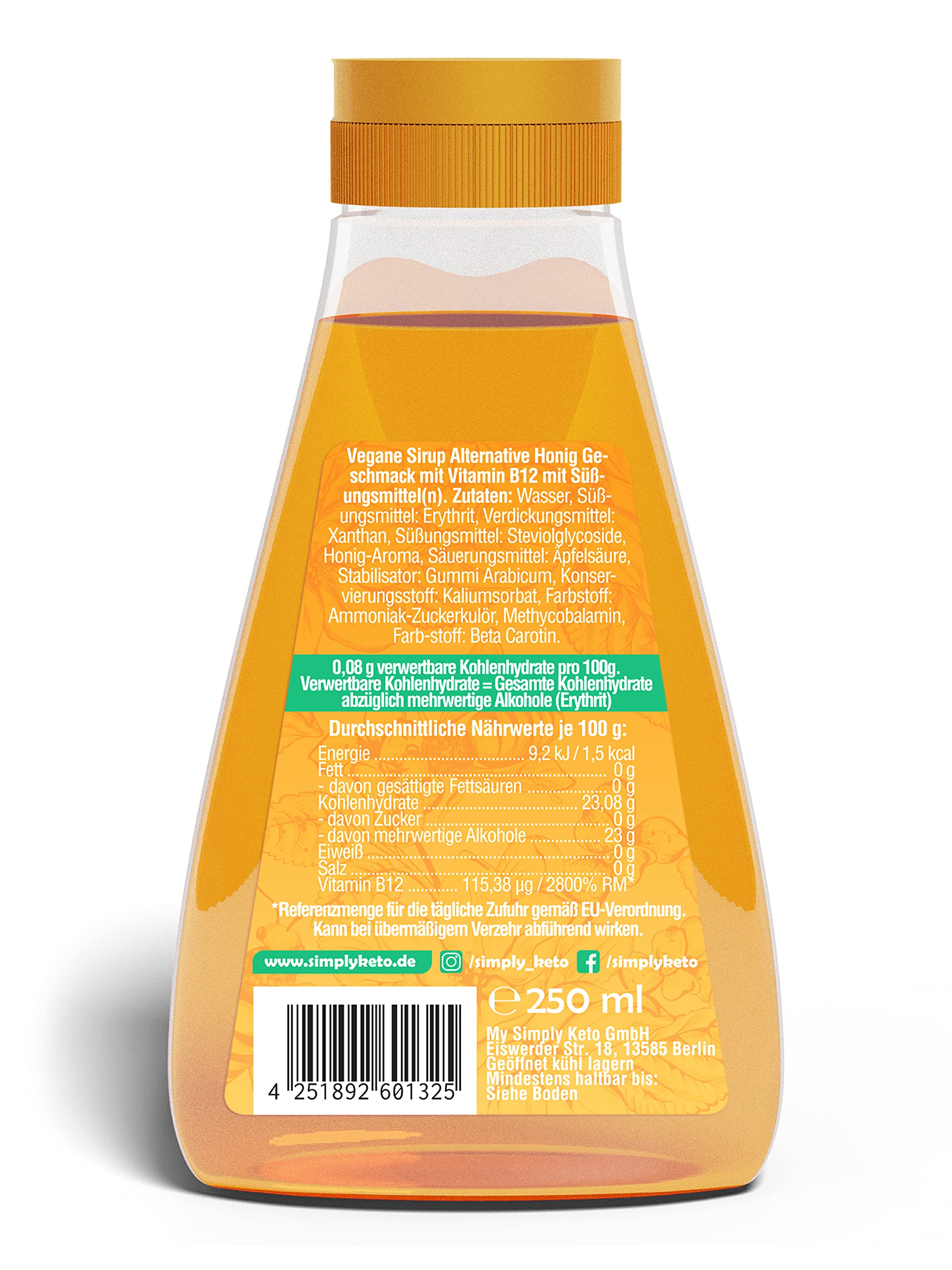 Simply Keto Koney Veganer Honig Sirup Erythrit ohne Zucker