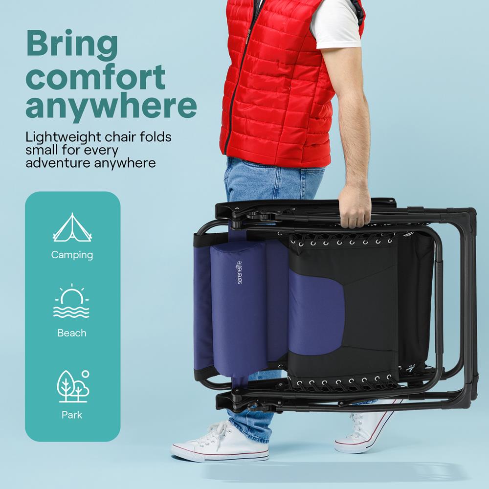 Serenelife Furniture Zero Gravity Liegestuhl blau klappbar