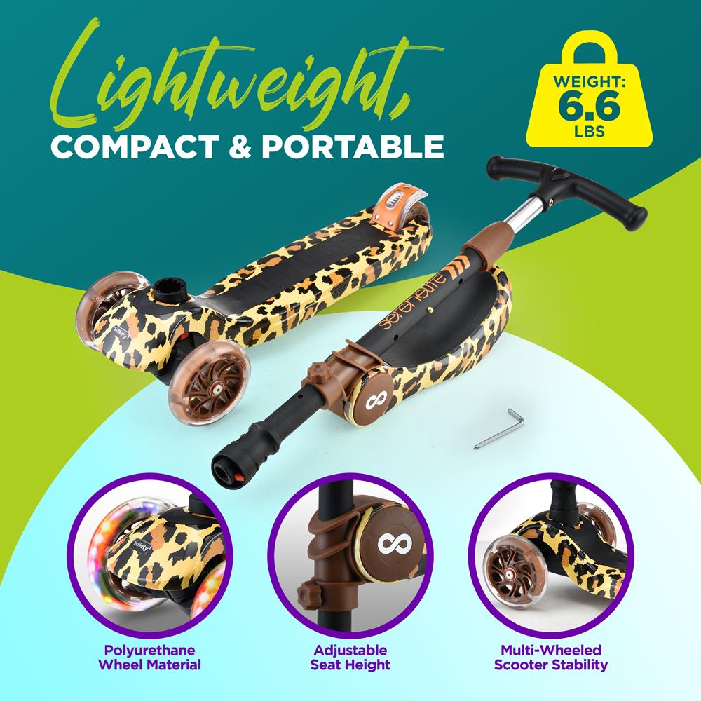 Serenelife Scooters Kinderroller 3 Räder mit Sitz LED
