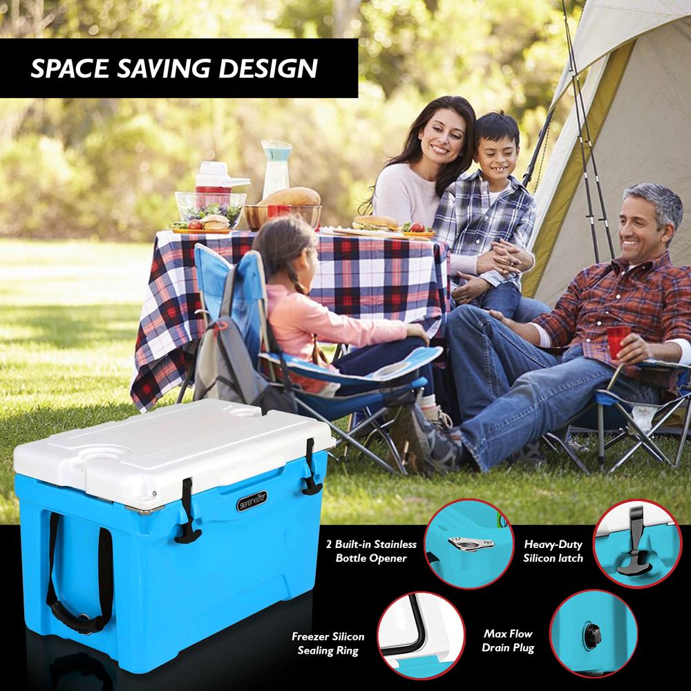 Serenelife Camping Outdoor Kühlbox 75 Qt Blau 5 Tage isoliert