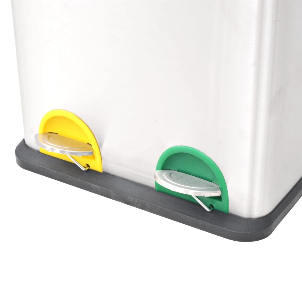 vidaXL Treteimer Edelstahl 36L 2x18L Mülltrennung matt