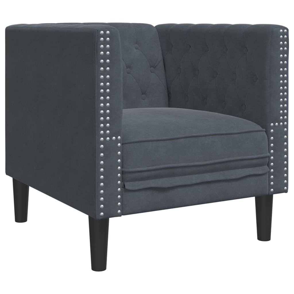 vidaXL Chesterfield-Sessel Samt Sessel Dunkelgrau Knopftuft