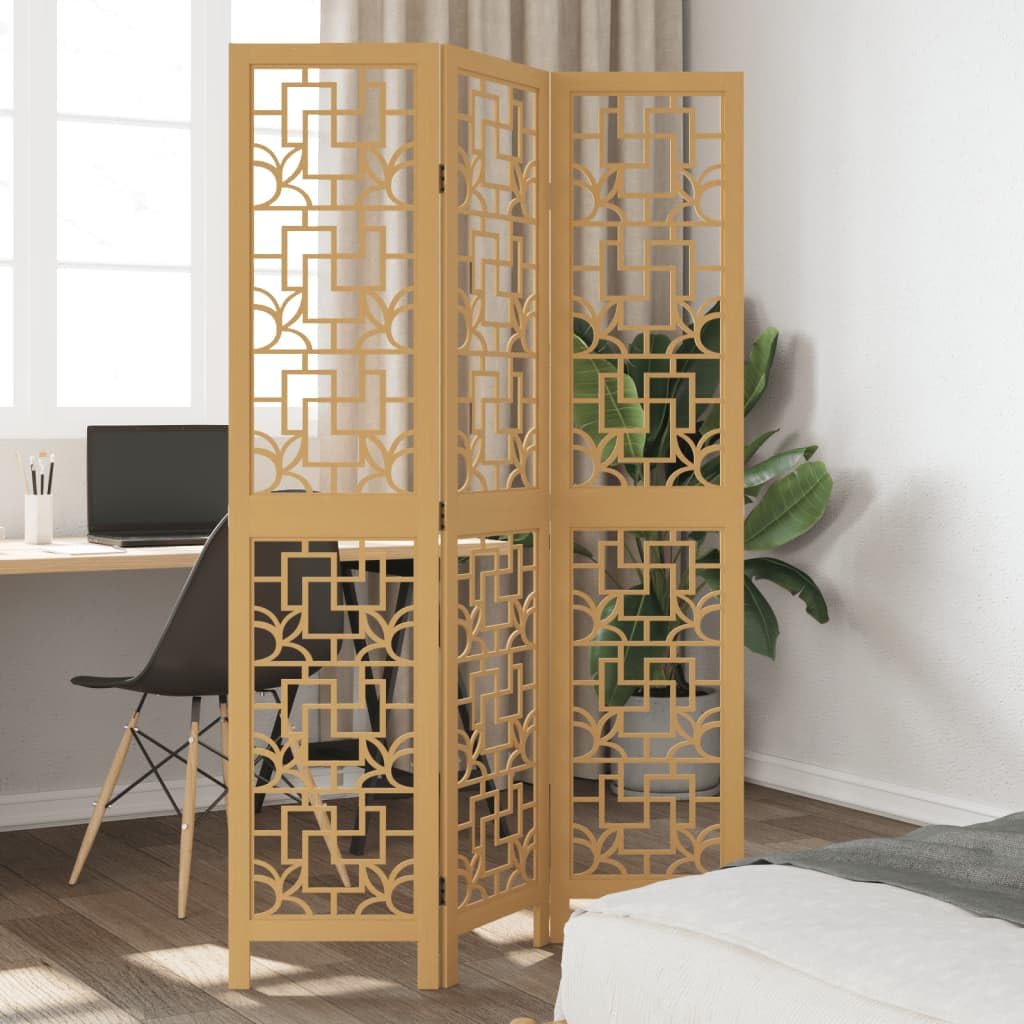 vidaXL Möbel 3-TLG Raumteiler Braun Paulownia Holz