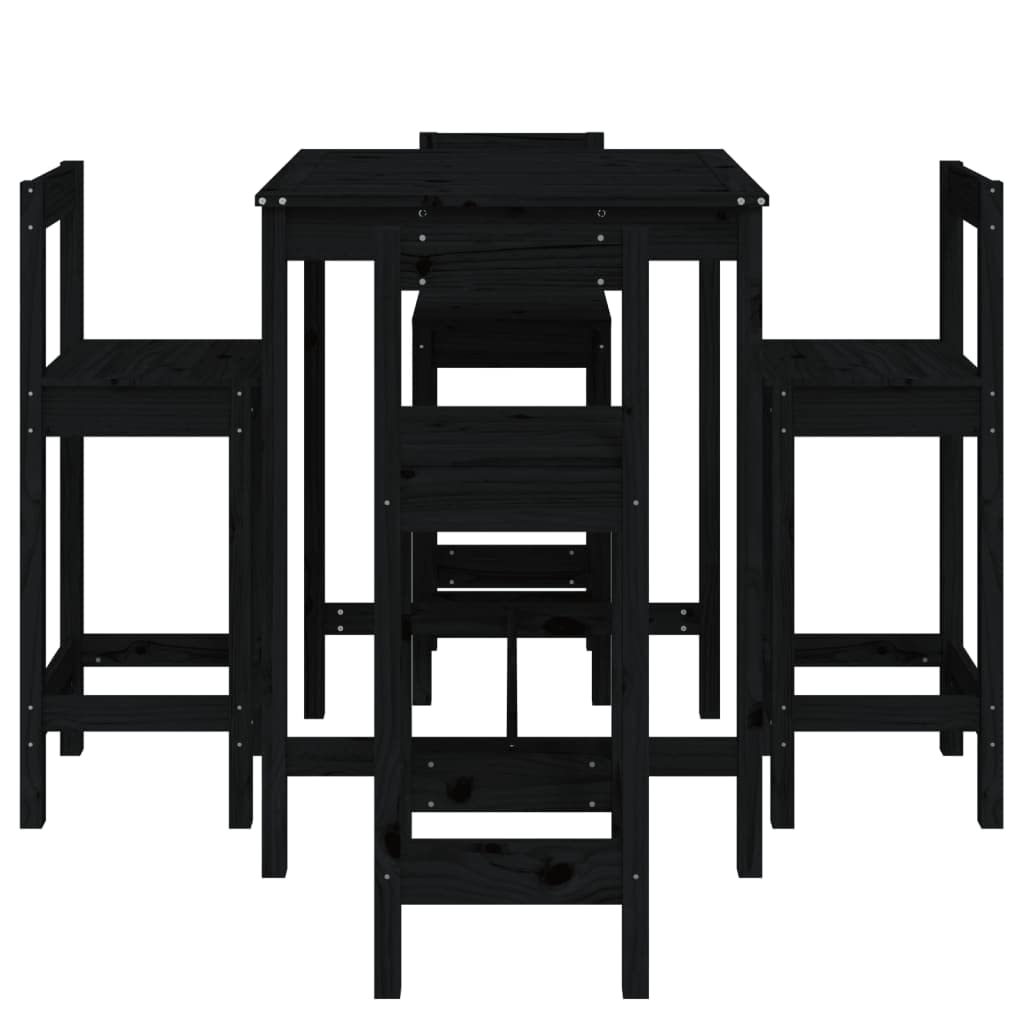 vidaXL 5-tlg. Gartenbar-Set Bartisch schwarz mit Lehne