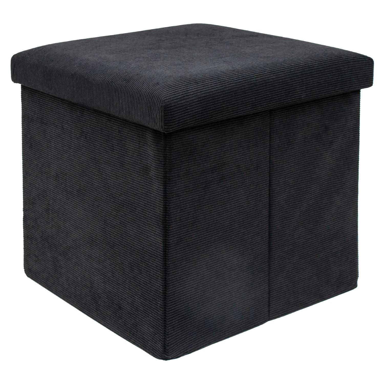 Intirilife Sitzhocker Sitzwürfel 38x38x38 Schwarz Cord Stauraum