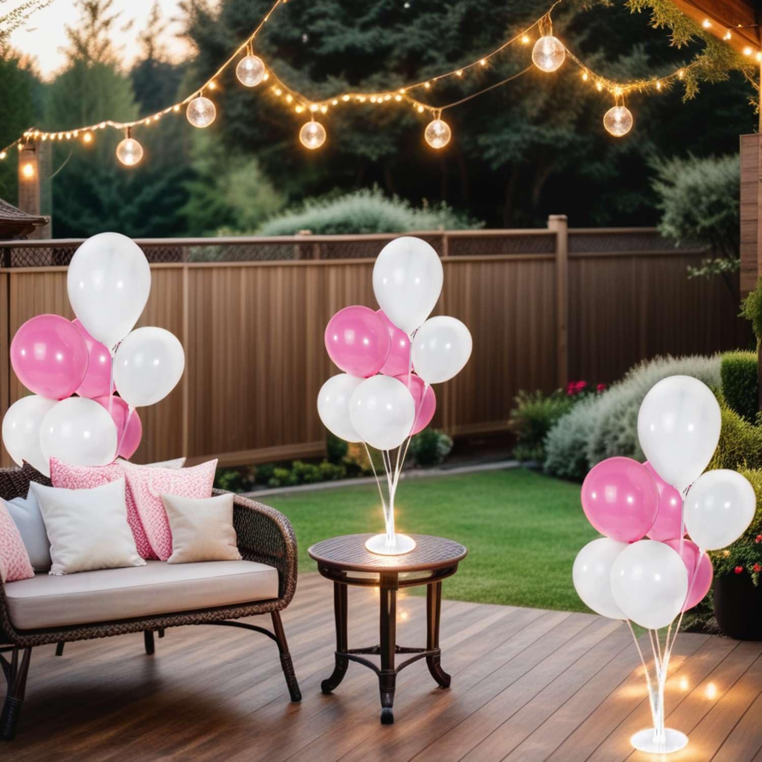 Intirilife Ballonständer Transparent 7 Ballons 70 cm Deko