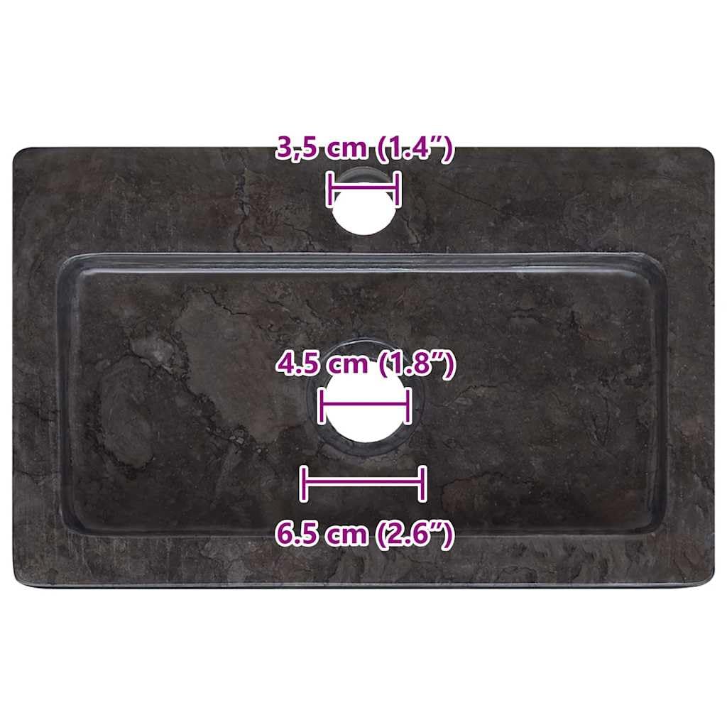 vidaXL Wandwaschbecken Schwarz Marmor 38 cm Handwaschbecken