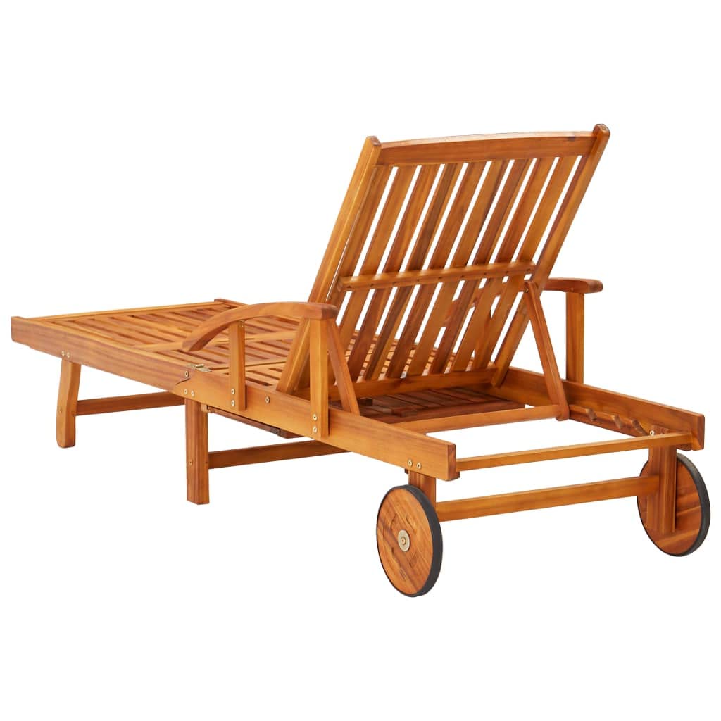 vidaXL Sonnenliege Akazie mit Tisch Auflage creme