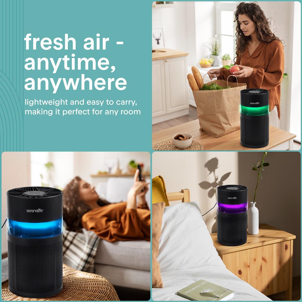Serenelife Luftreiniger HEPA 13 schwarz Aroma Timer klein