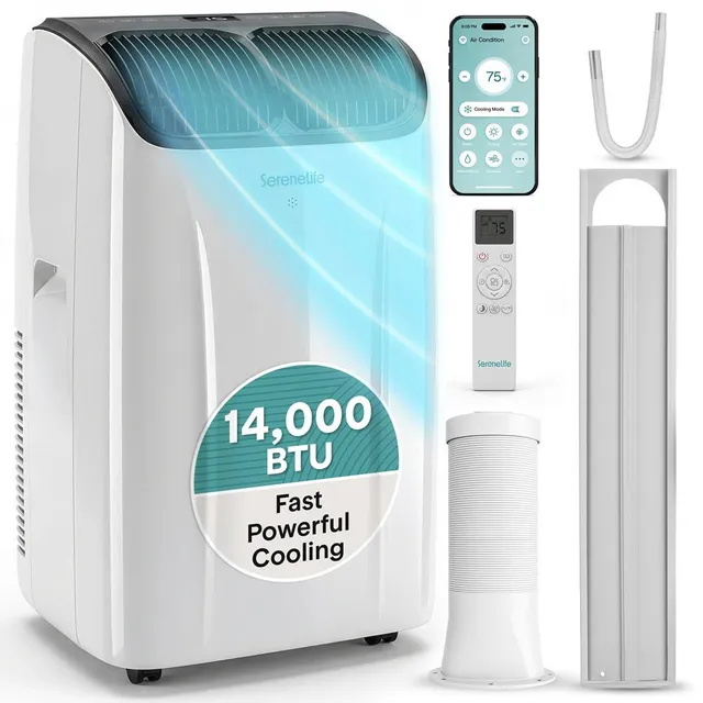 Serenelife Portable AC 14000 BTU Klimagerät Grau WiFi Entfeuchter