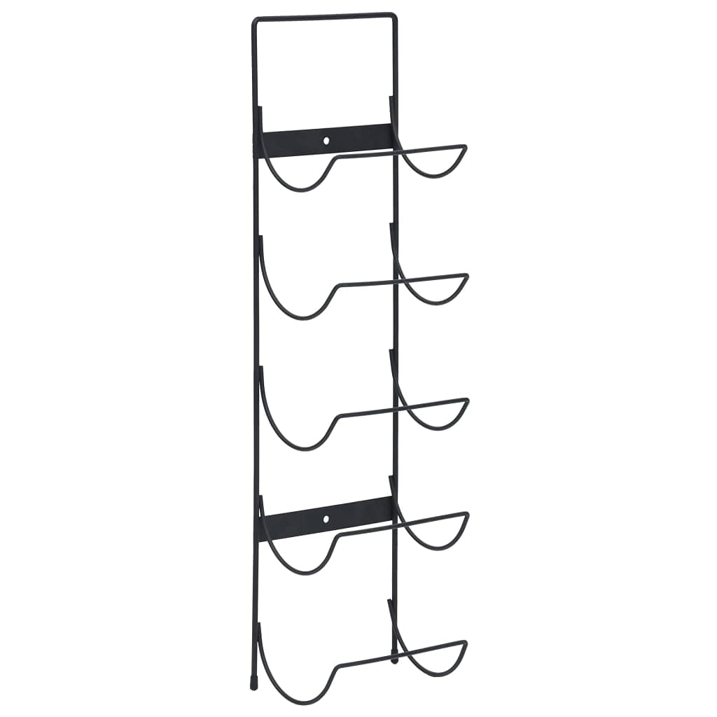 vidaXL Weinregal Wand 5 Flaschen Schwarz Eisen