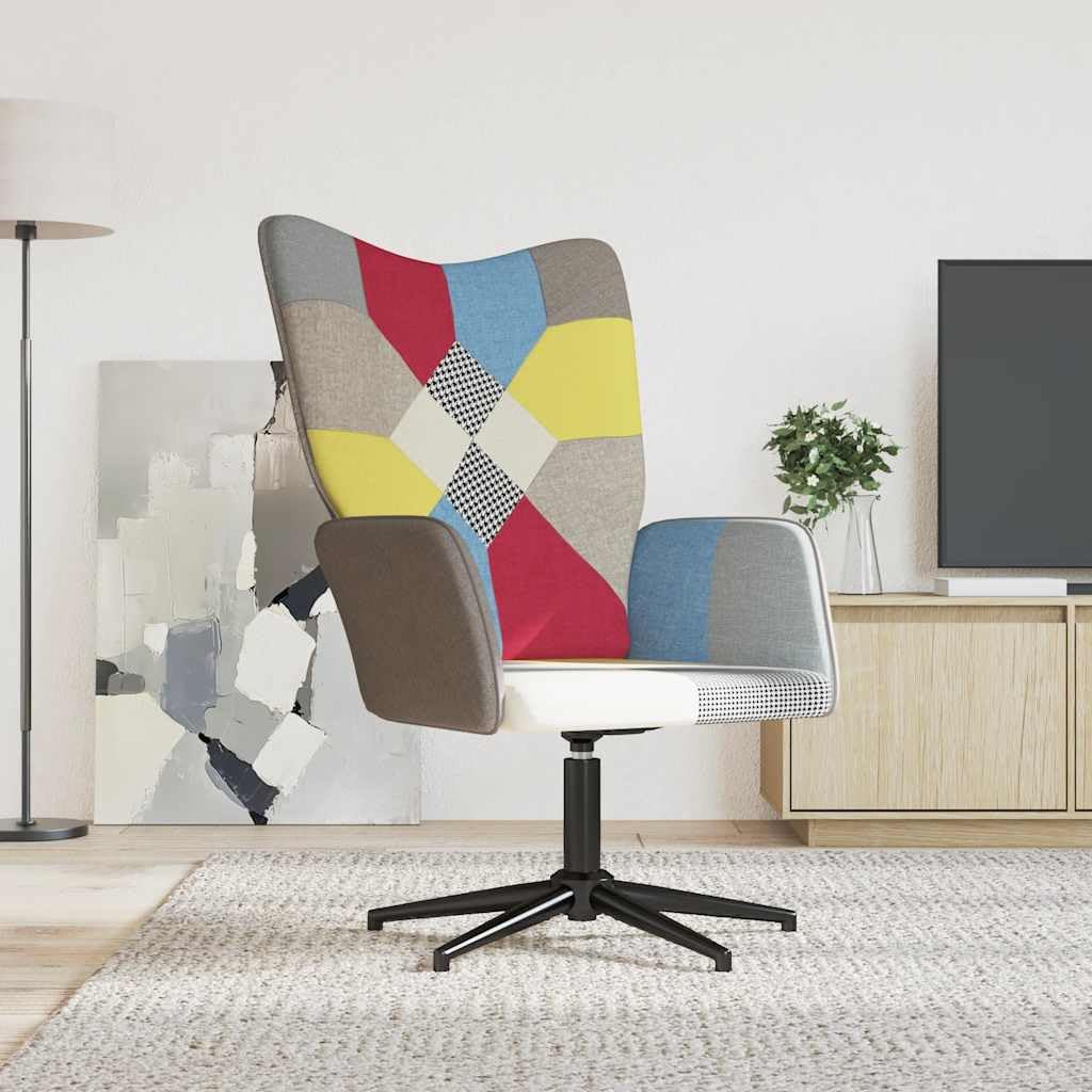 vidaXL Relaxsessel Patchwork Stoff Drehsessel Grau Schwarz